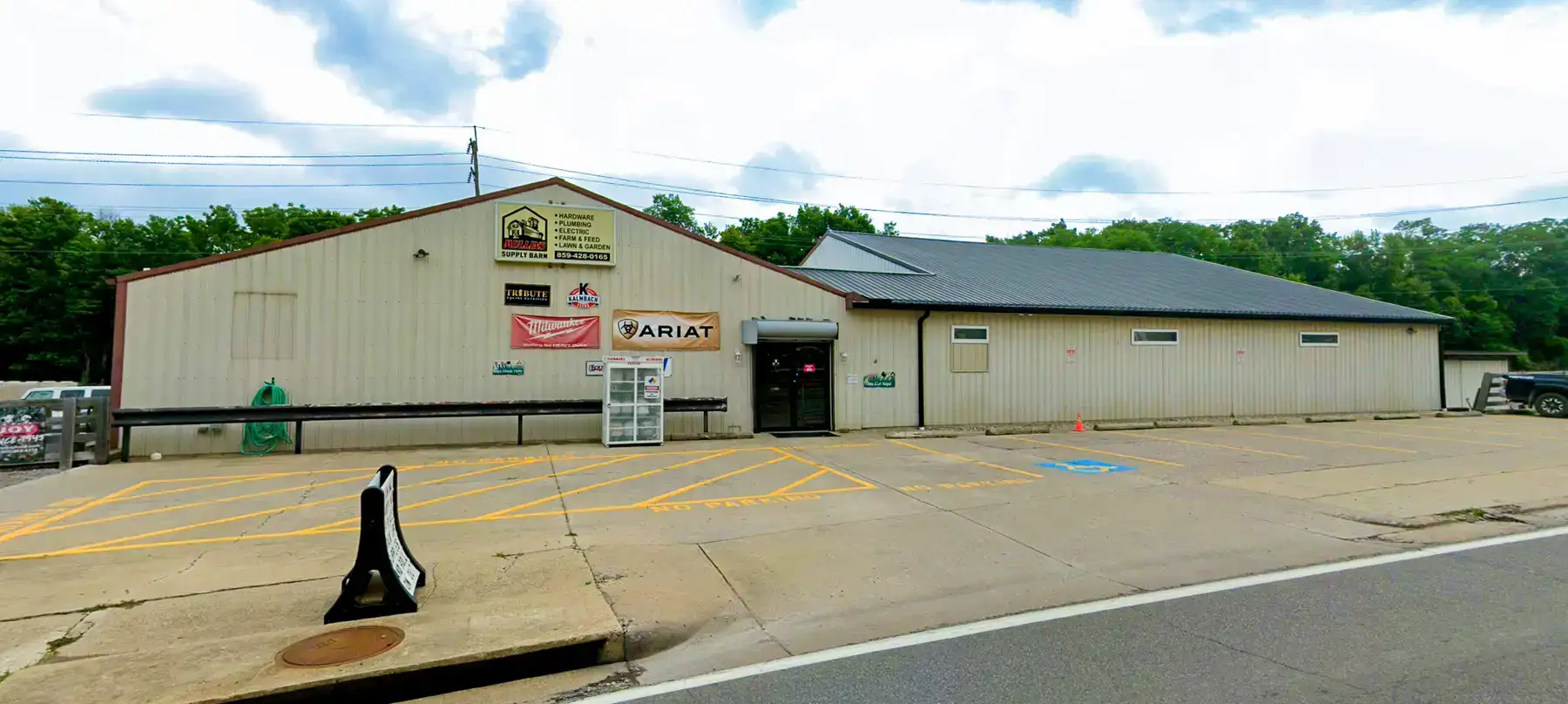 The Mullins Supply Barn storefront on South Main Street in Crittenden, Kentucky
